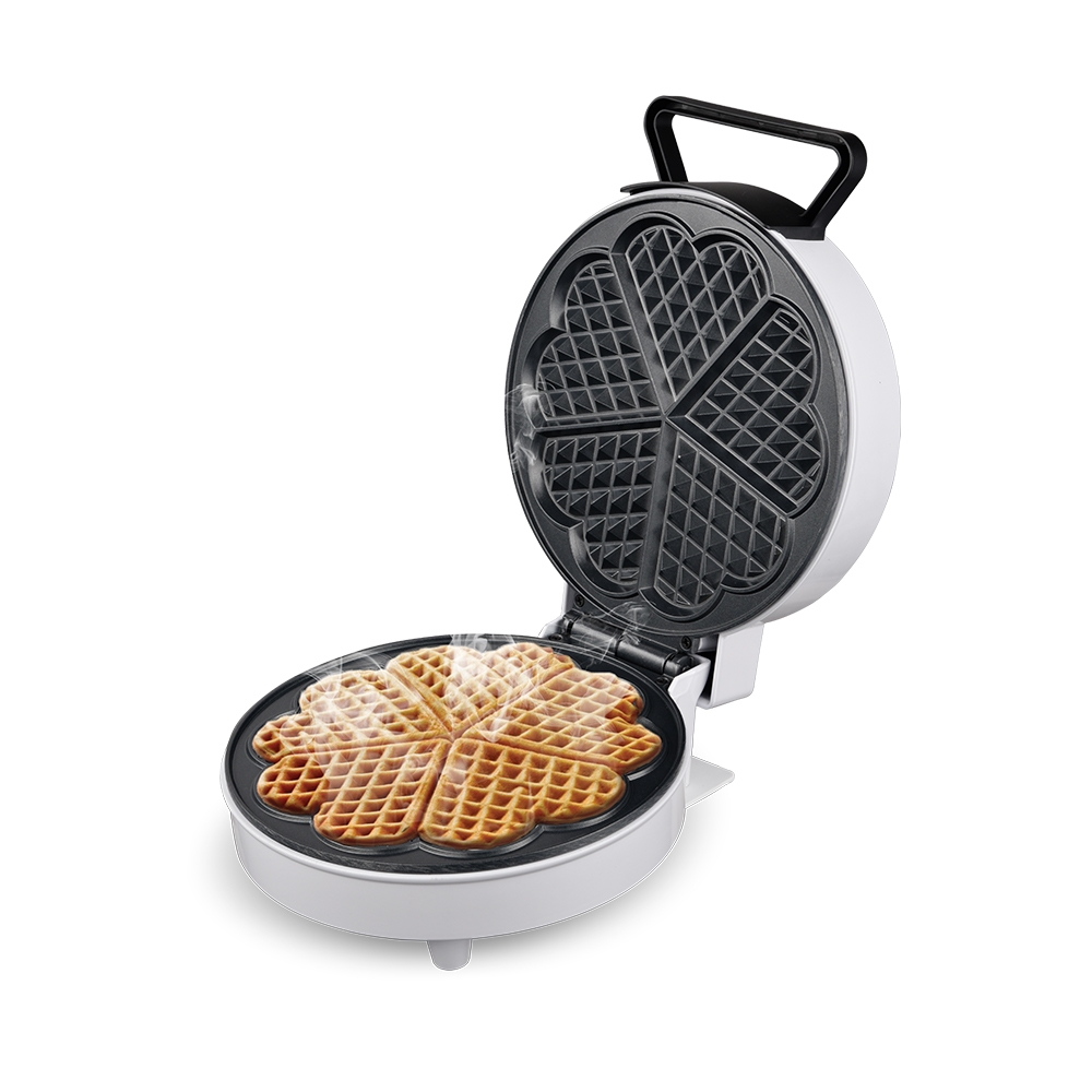 Heart-shaped waffle maker with adjustable thermostat