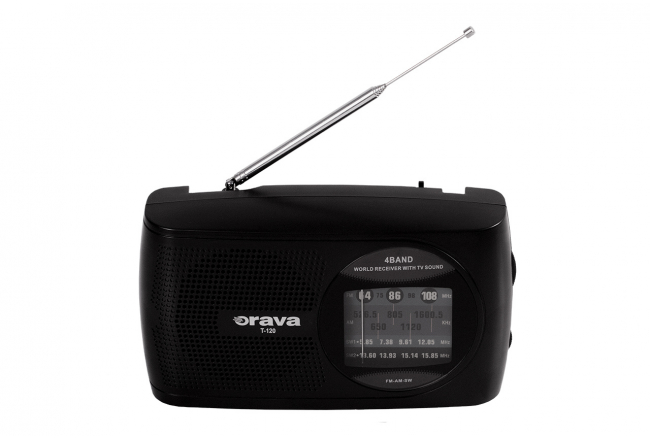 Přenosný rádio přijímač s rozsahem FM/AM/SW a duálním napájením